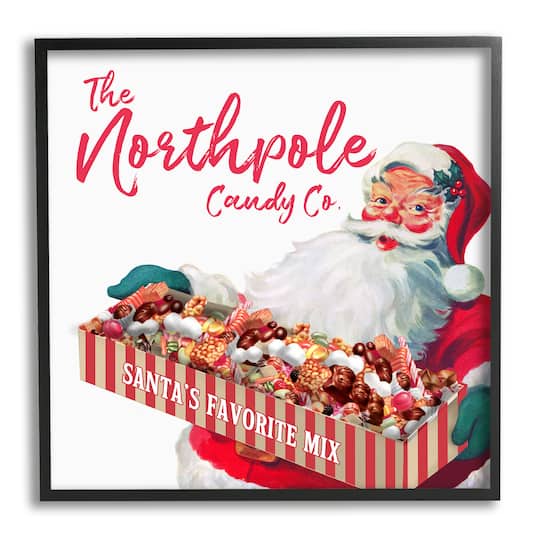 Stupell Industries Vintage Northpole Candy Santa Claus Framed Giclee Art
